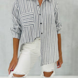 Saylor Striped Button Down Blouse