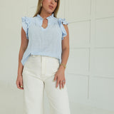 Felina Ruffle Top - Sky