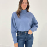 Lisle Sweater Top - Gray Blue