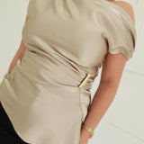 Celeste Satin Top - Taupe