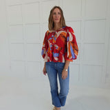 Ridge Peplum Top - Red Mix