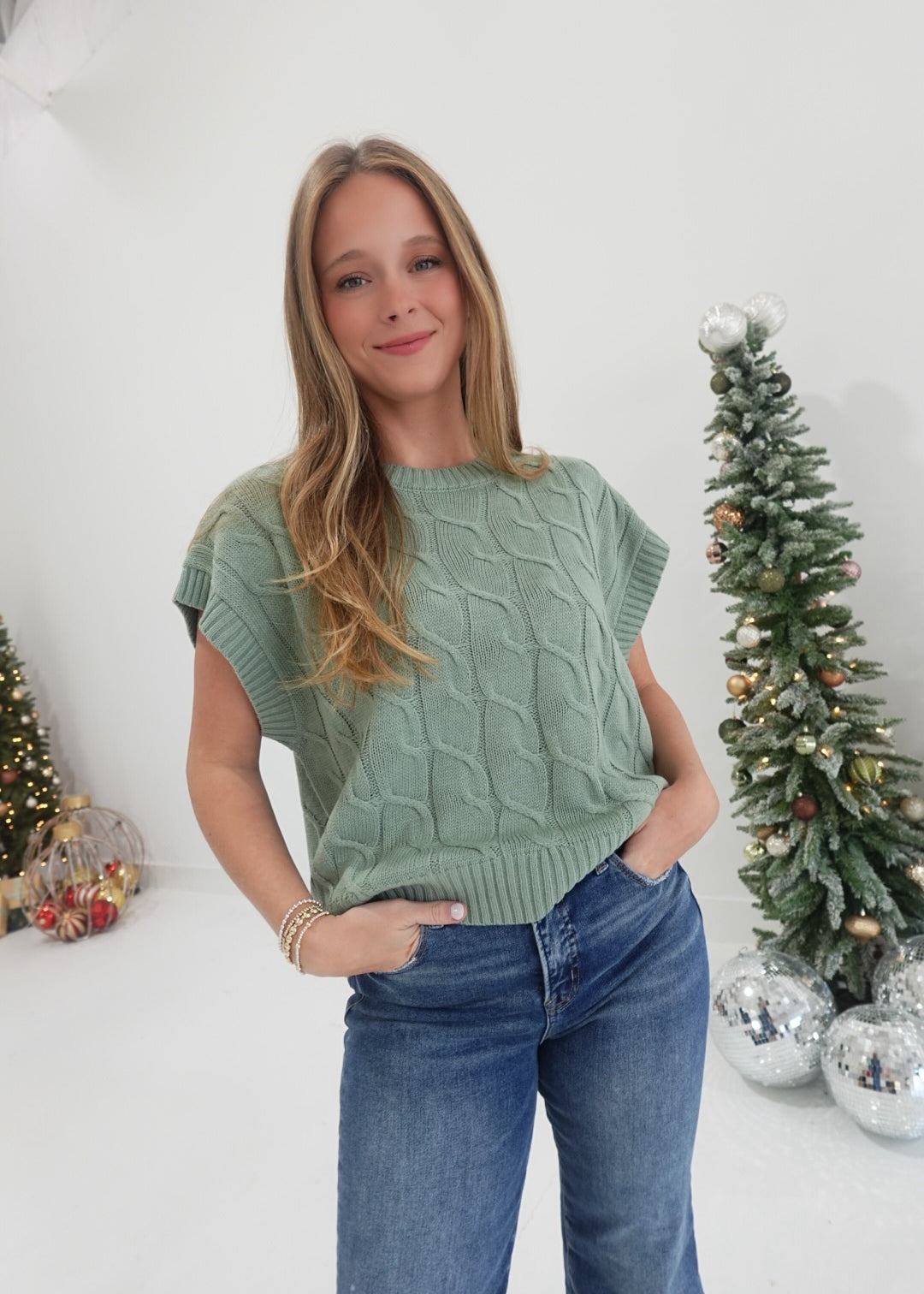 The Wire Sweater Vest - Sage Green