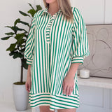 Victoria Seersucker Mini Dress - Green