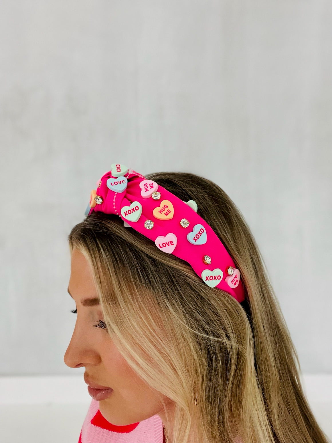 3D Heart Chat Candy Headband - Pink