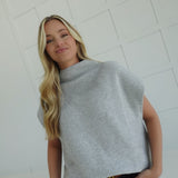 Overturned Mock Neck Sweater - Grey