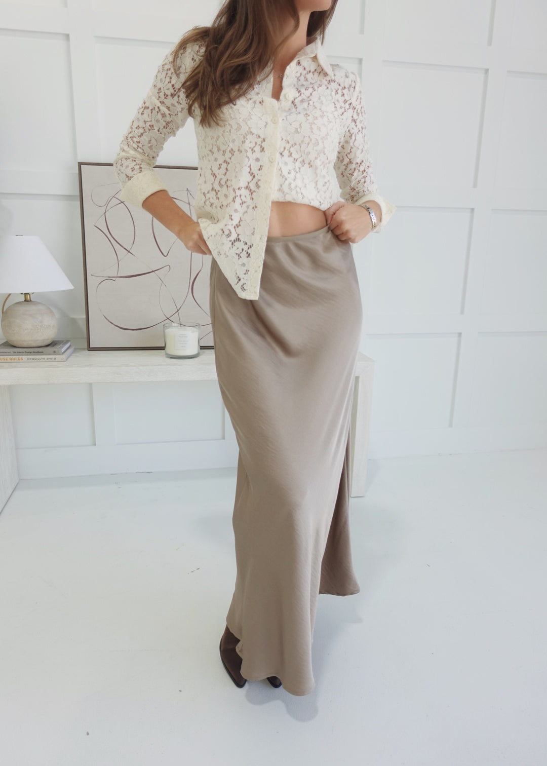 Elegant Evenings Maxi Skirt - Mocha