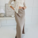 Elegant Evenings Maxi Skirt - Mocha