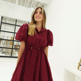Mona Drawstring Dress - Burgundy