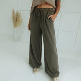 Zina Wide Leg Pants - Olive