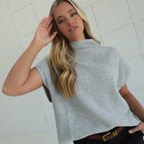 Overturned Mock Neck Sweater - Grey