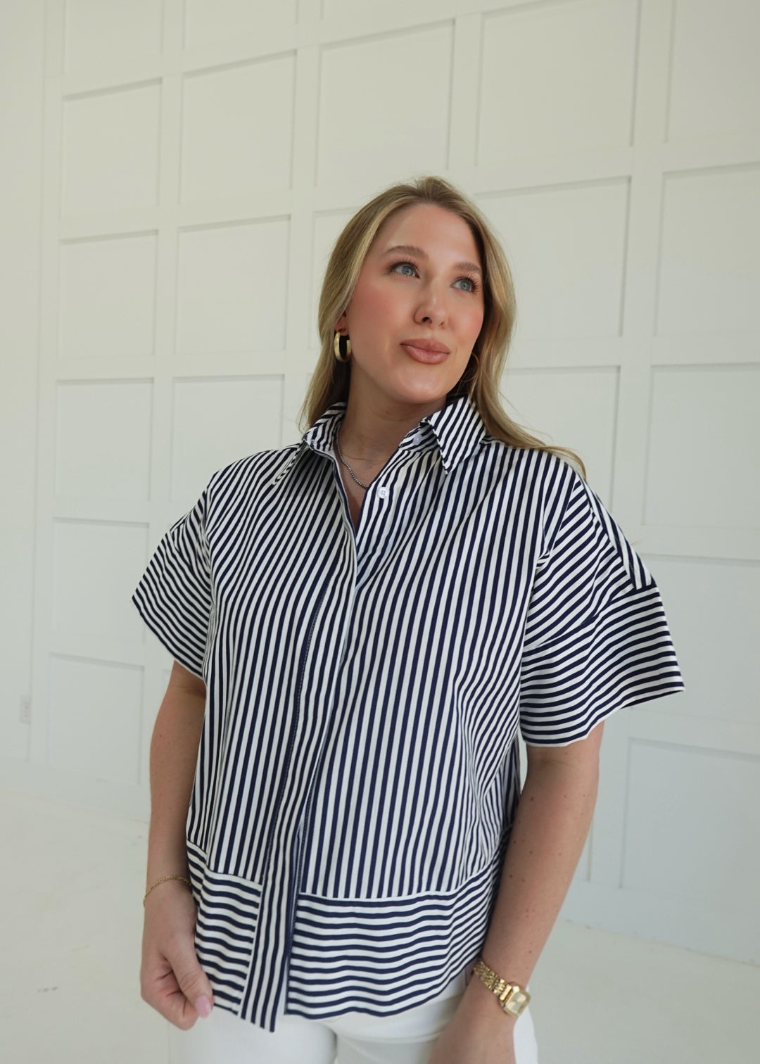 Tyra Striped Top - Navy