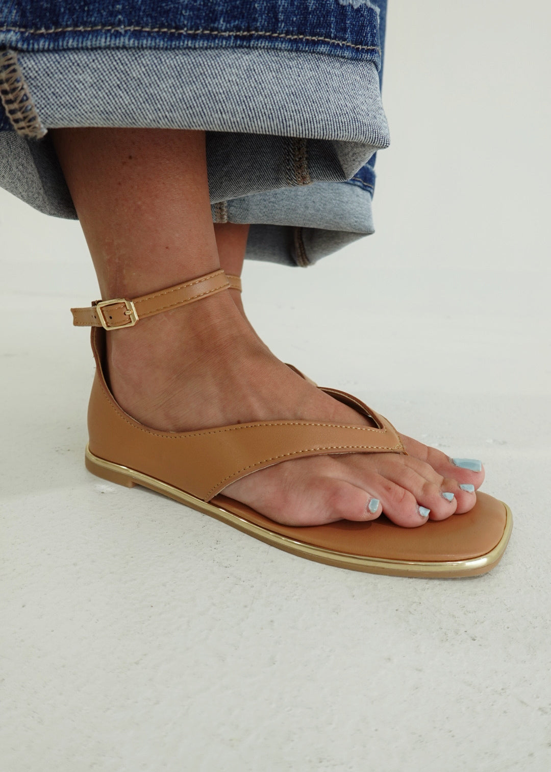 East, West Ankle Strap Sandals - Tan