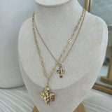 Hammered Dlb Layer Cross Necklace