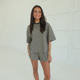Drew Striped Set - Sand/Charcoal