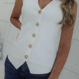 On My Books Vest Top - Ivory