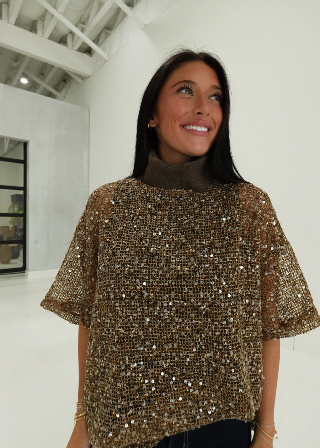 Flashy Sequin Mesh Top