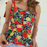 Collette Floral Top - Navy
