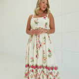 Tallula Midi Dress - Light Khaki Multi