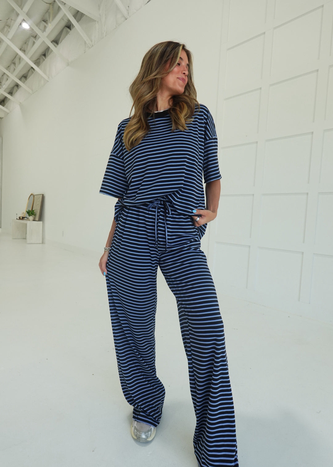 Keaton Striped Set - Black