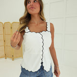 Dowry Scallop Top - White
