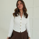 Leah Button-Up Top - White