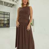 Taking Sides Maxi Dress - Brown