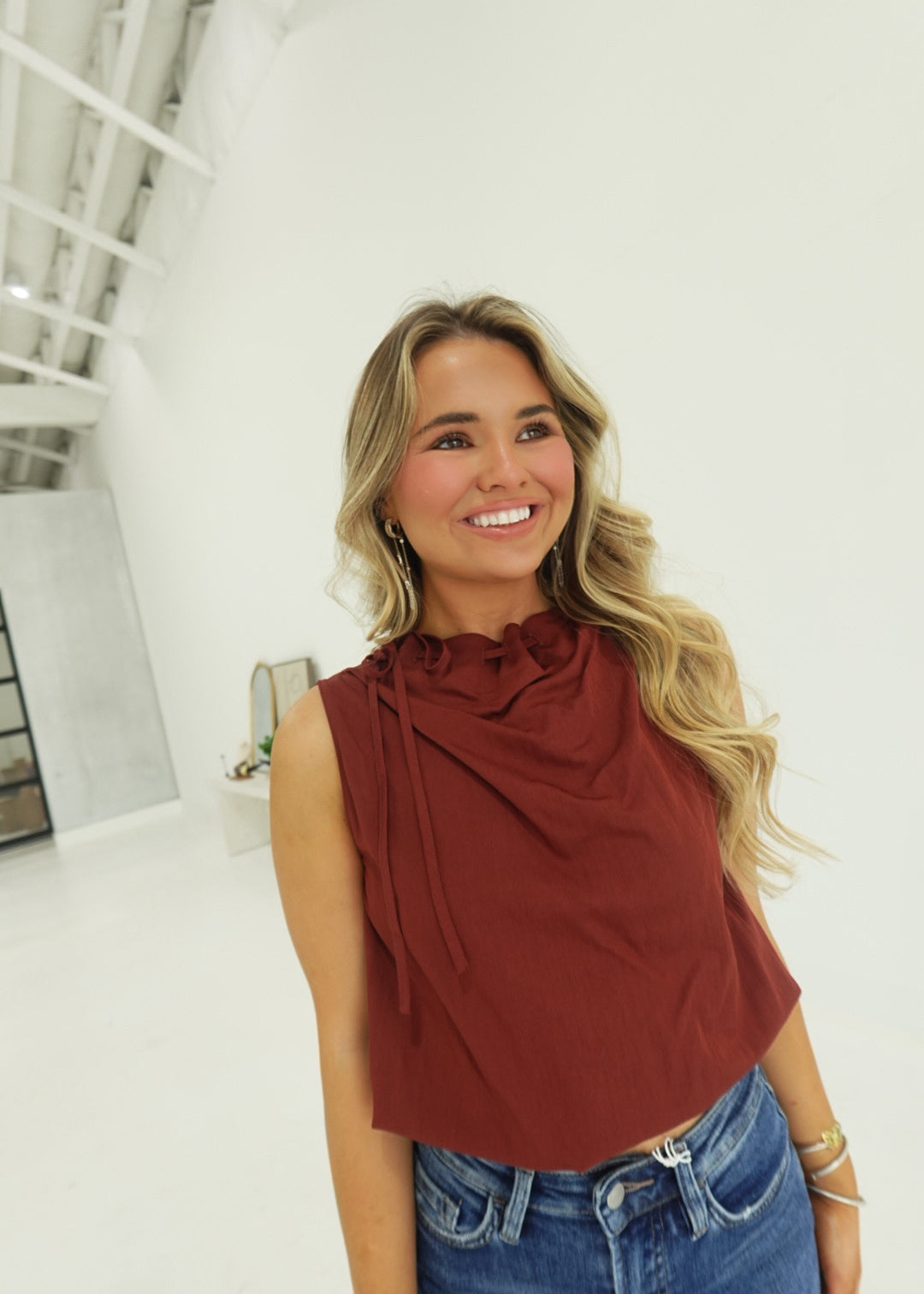 Ovation Sleeveless Blouse - Burgundy