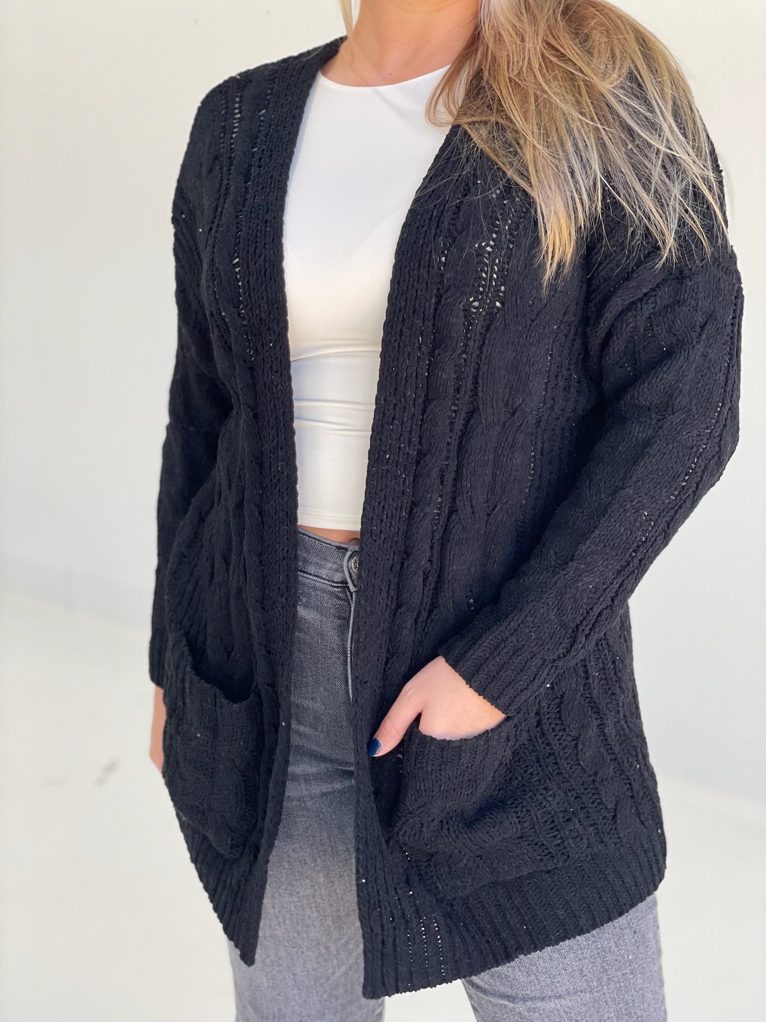 Coziest Chenille Cardigan - Black