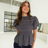 Joan Smocked Top - Navy