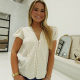 Tuck Puff Sleeve Top - Cream