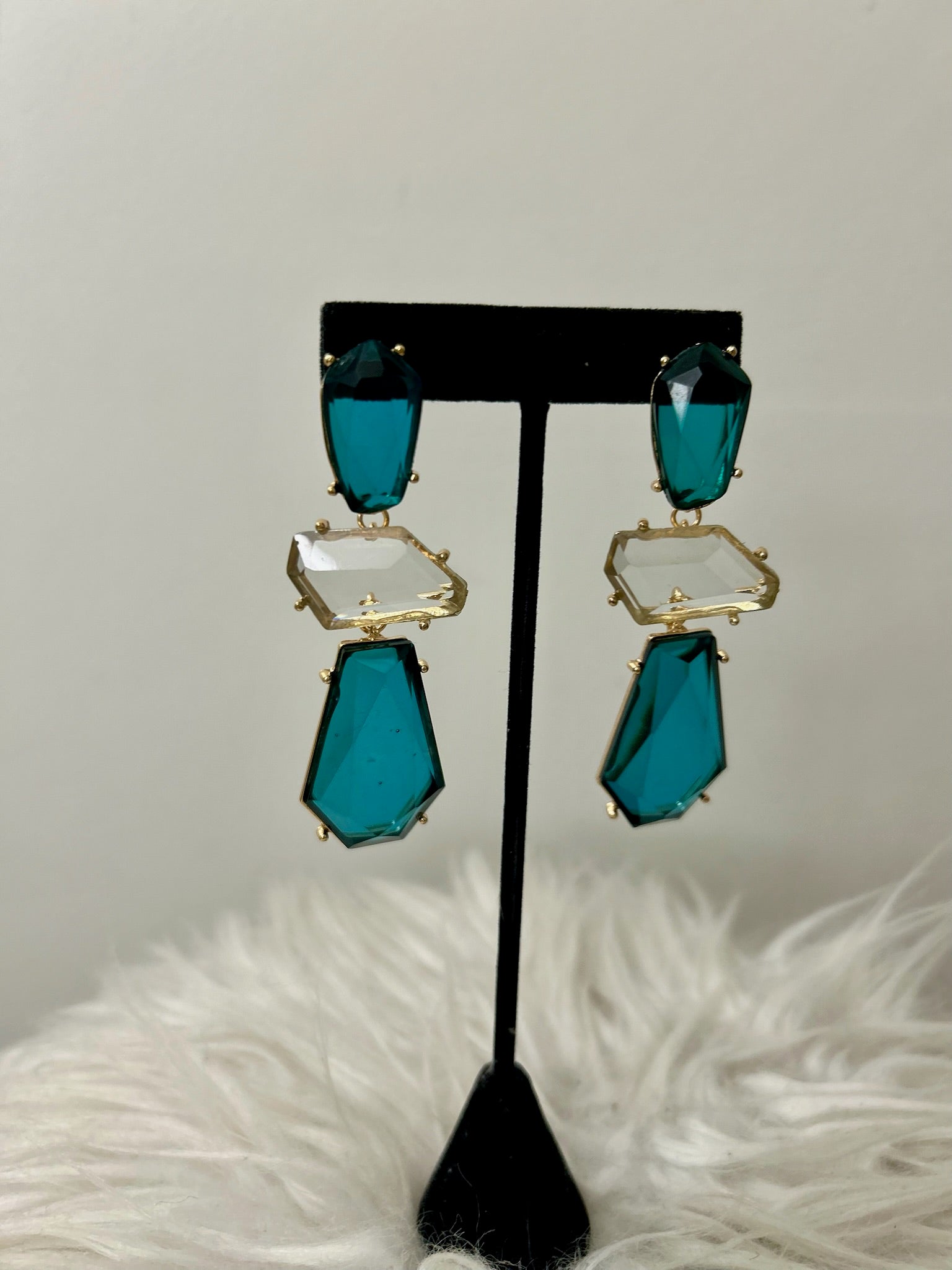 Geo Crystal Drop Earrings