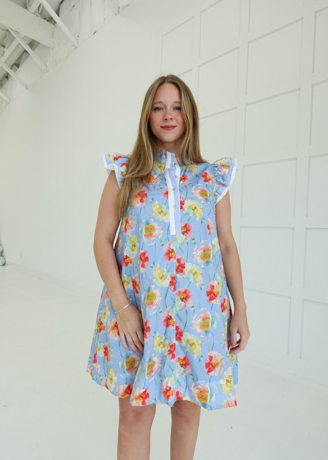Blissful In Spring Dress - Blue