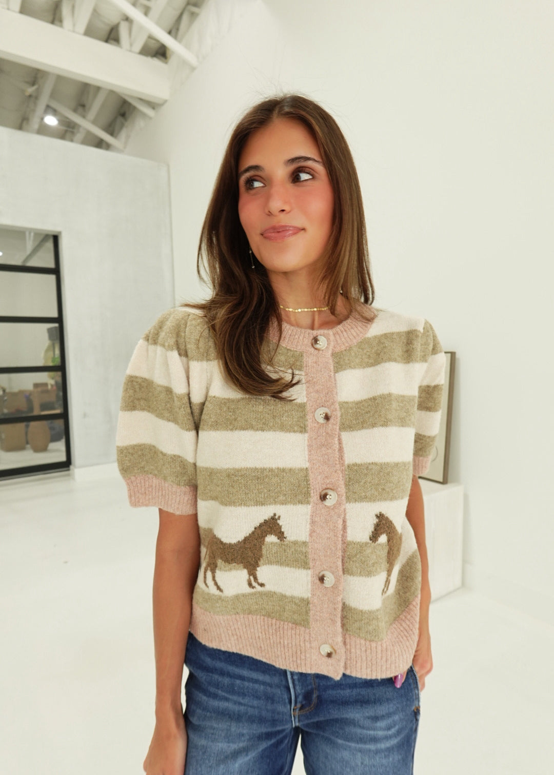 Saddle Knit Cardi Top - Blush