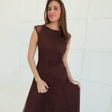Meshing Around Midi Dress - Brown