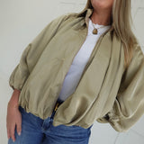 Match My Vibe Bomber Jacket - Taupe