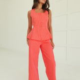 Lamar Peplum Set - Red