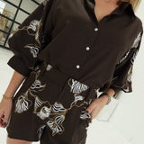 Sosie Embroidered Set - Brown