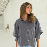 Charlisa Ruffle Blouse - Grey