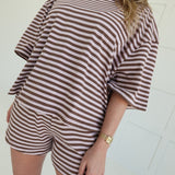 Drew Striped Set - Pink/Brown