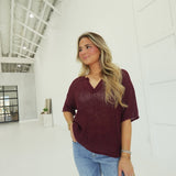 Crowley Knit Top - Maroon
