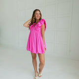 Minnie Bubble Hem Dress - Pink
