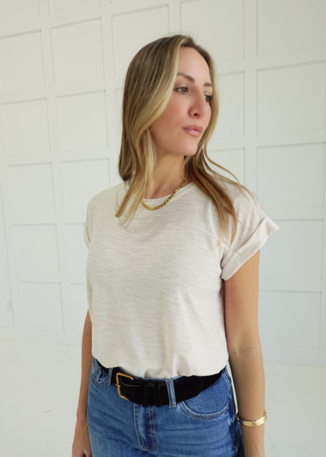 On The Surface Slub Tee - Sand Beige