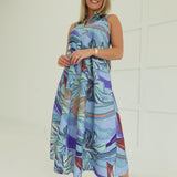 Holiday Palms Midi Dress - Blue