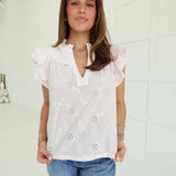 Liliana Eyelet Top - Baby Pink