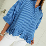 Perry Ruffle Blouse - Blue