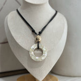Small Mosaic Hoop Cord Necklace