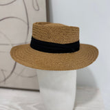 Straw Fedora - Khaki/Black