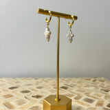 Pearl Cross Hoop Earrings