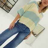 Sybil Striped Sweater Top - Sea
