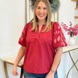 Clara Embroidered Blouse - Red